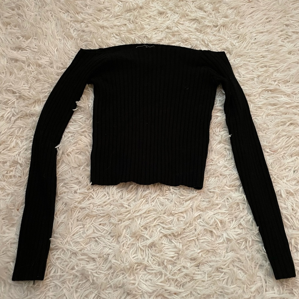 Black off the shoulder shirt